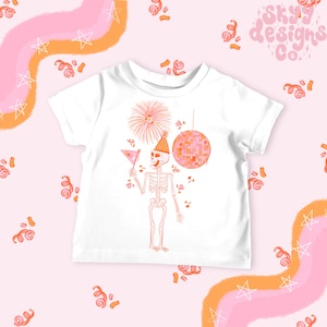 Nieuwjaarsskelet PNG, groovy nieuwjaarssublimatie PNG, digitaal papier New Years, retro New Years-ontwerp, printontwerp t-shirt New Years