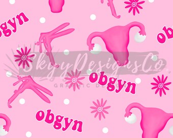 OBGYN Rosa Musterdesign für den medizinischen Bereich, Mädchen Doktor Muster Papier Digitaler Download