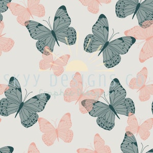 Boho pastel butterflies seamless pattern for summer, butterflies seamless repeat pattern for fabrics