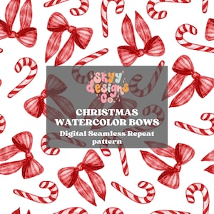 Trendy Weihnachtsschleifen digitale nahtlose Muster für Stoffe und Tapeten, Winter Schleife Digitale Papiermuster, Aquarell Weihnachtsschleife Datei