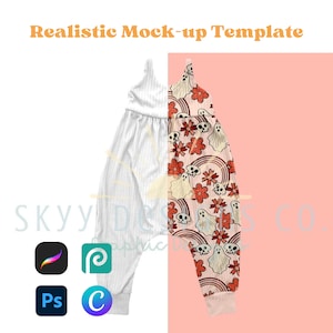 Ribbed napa romper realistic mock-up template for procreate Canva and photoshop, seamless pattern your design here mock-up