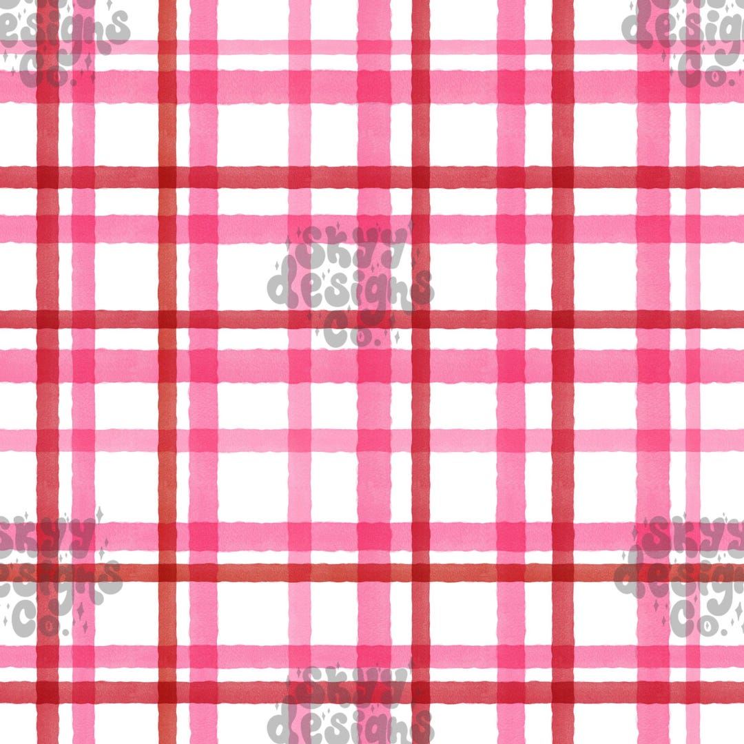 Watercolor Plaid Seamless Pattern for Valentine's Day, Pink Red Gingham ...