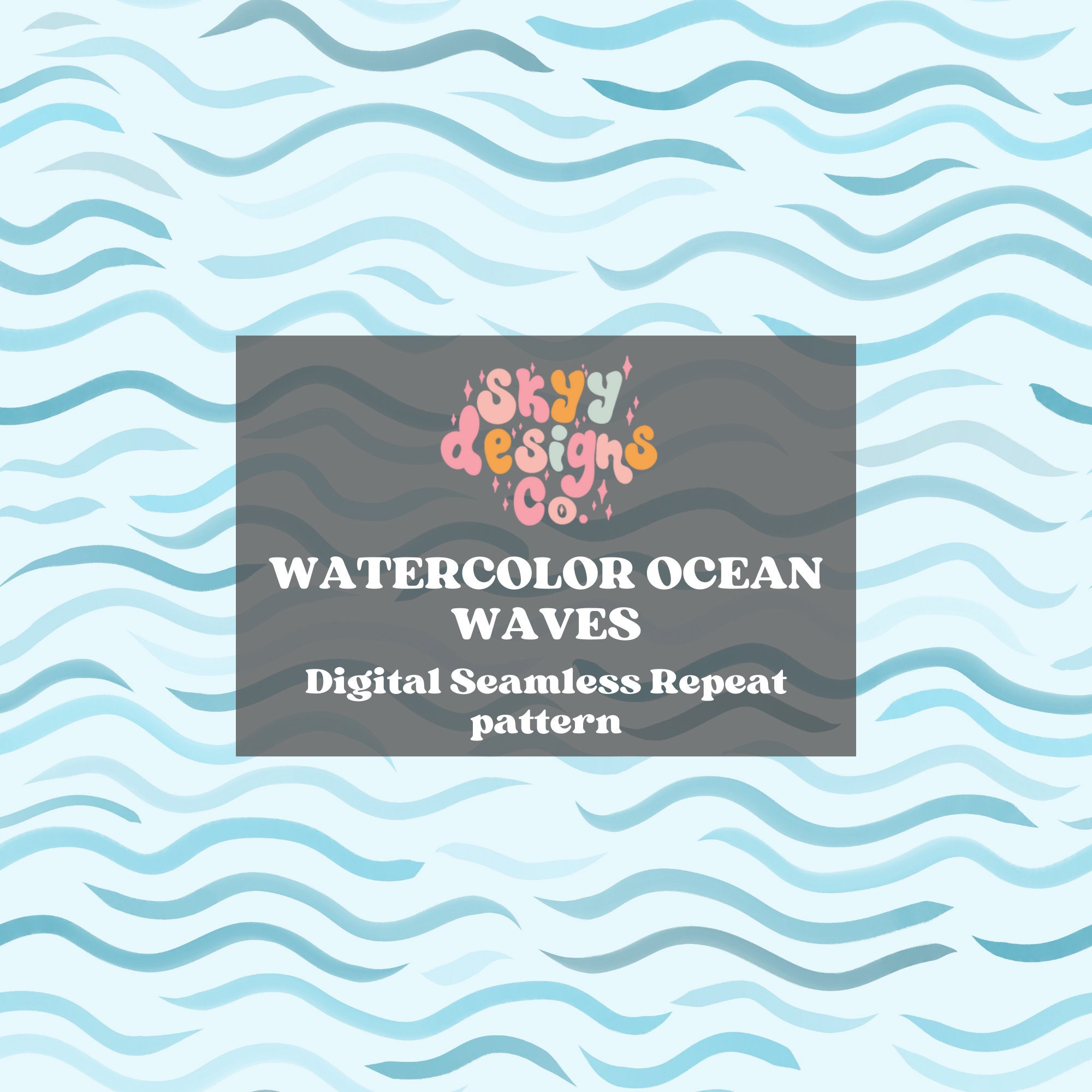 Watercolor Ocean Waves Seamless Pattern, Summer Beach Pattern Paper ...