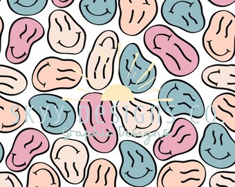 Smiley Face Seamless File Trippy Seamless Pattern Pastel Etsy Australia