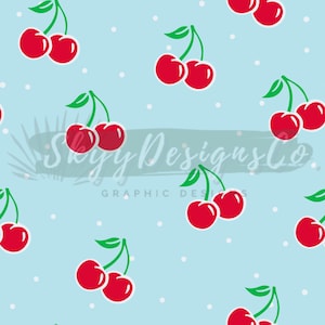 Kirschen digital nahtlose Muster für Stoffe und Tapeten Obst nahtlose Rapportmuster, Kirschen Tupfen digitales Papierdesign