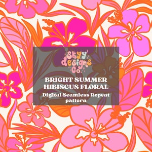Bright Tropical hibiscus floral seamless pattern for summer, Tropical seamless repeat pattern for fabrics, Digital download Seamless pattern