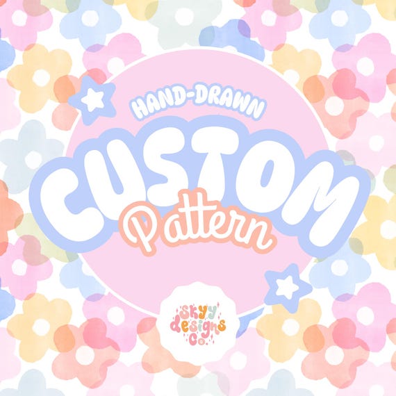 Custom Hand Drawn Seamless Pattern Design or Sublimation PNG, Handmade repeating designs