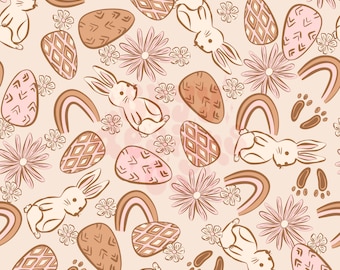 Neutral Boho Ostereier Muster Muster, Osterhase Regenbogen Muster Papier für Stoffe digitaler Download