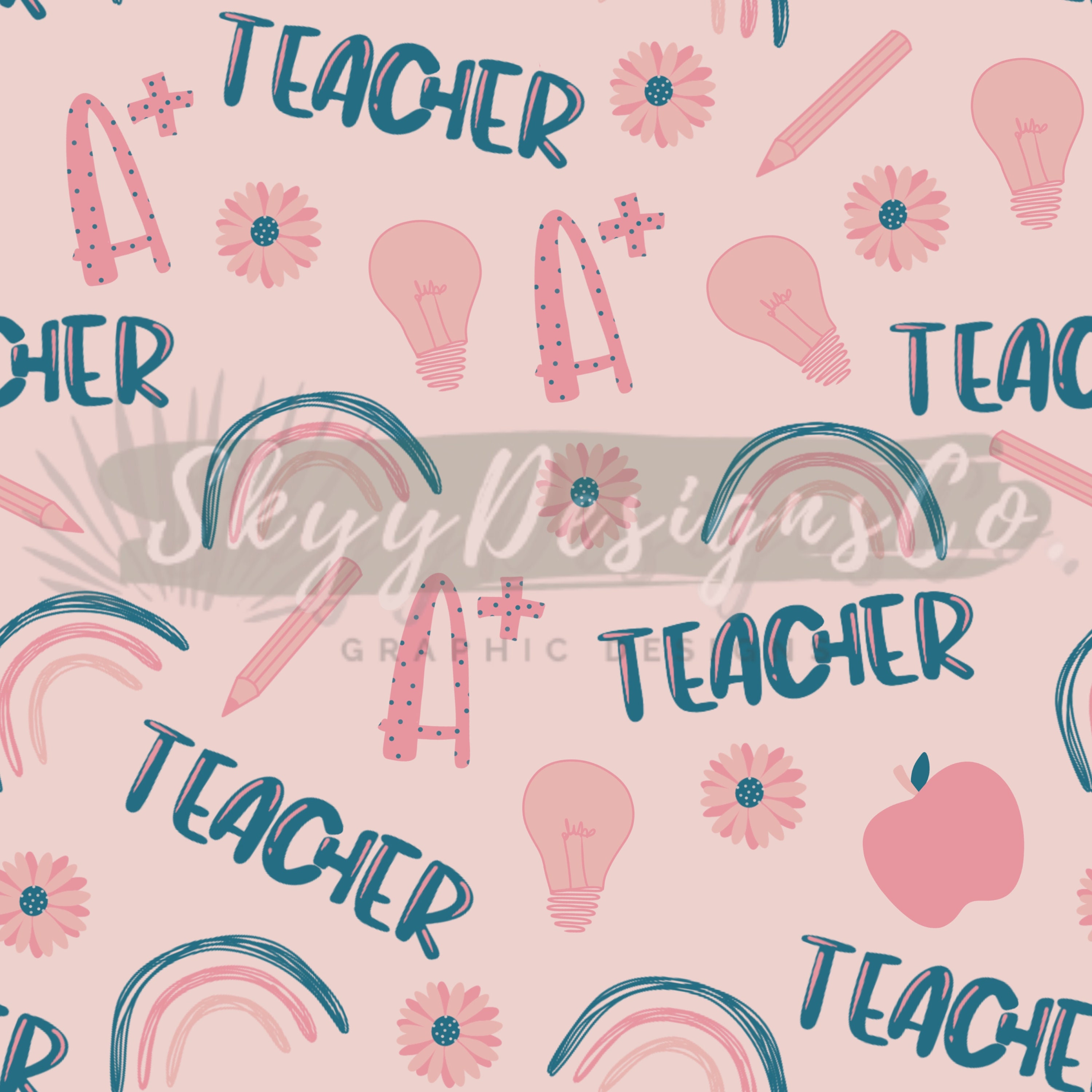 Teacher seamless pattern seamless file teacher digital paper Etsy