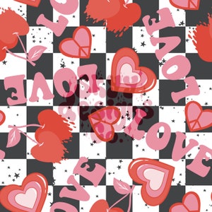 Retro love seamless pattern for Valentine's day, retro valentines seamless pattern for fabrics