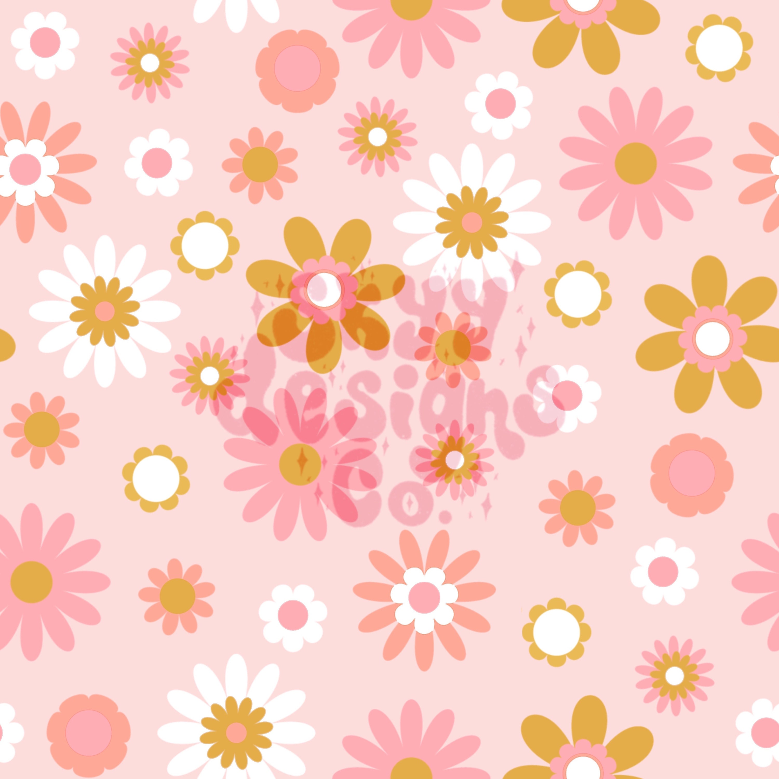 Groovy Retro Summer Daisy Seamless Pattern for Retro Floral Fabric ...