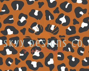 Burnt Orange Cheetah Print Seamless Pattern, leopard Pattern Paper Digital Download