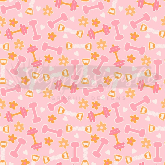 Gym Workout Weights Digital Seamless Pattern for Fabrics and