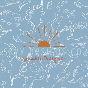 Gender neutral dinosaur seamless pattern, minimal dinosaurs seamless repeat pattern for fabrics