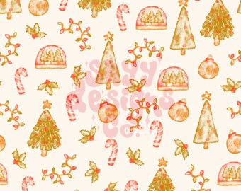 Modello di Natale senza cuciture ad acquerello, modello invernale per ragazzi, carta da scaricare digitale
