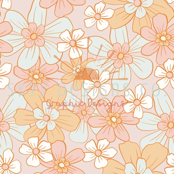 Pastel summer floral digital seamless pattern for fabrics and