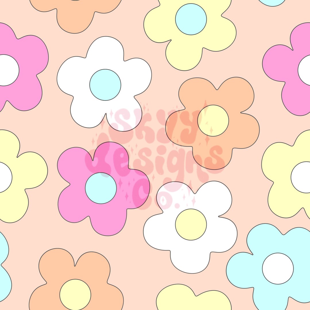 Pastel Retro Summer Daisy Seamless Pattern for Retro Floral Fabric ...