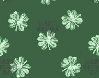Watercolor Clover Seamless Pattern for St. Patrick's Day, Gender Neutral Pattern Paper Digital Download