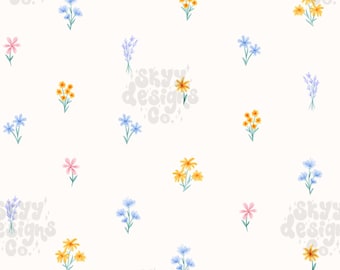 Pastel aquarel bloemen patchwork naadloos patroon voor de lente, sierlijke bloemenpatroon papier digitale download