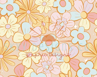 Naadloze pastelkleurige bloemmotief, heldere lente madeliefjepatroon papier digitale download