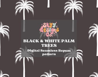 Trendy boho summer palm tree seamless pattern for fabrics, retro beach seamless pattern download, Digital paper tropical summer file