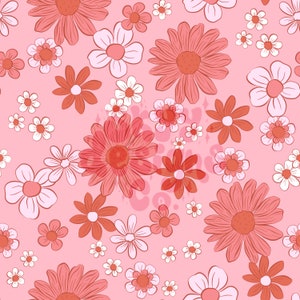Valentine's Day red and pink floral digital seamless pattern for fabrics and wallpapers, Pink floral digital paper seamless file for fabrics