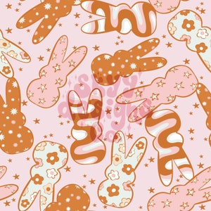 Retro Easter bunny seamless repeat pattern for Easter, seamless pattern retro spring patterns for fabrics