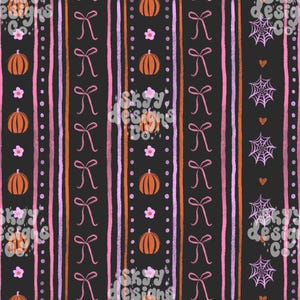 Trendy Spooky bow stripes seamless pattern design for Halloween, Girly Halloween stripes pattern file, Commercial use, Kids repeat pattern