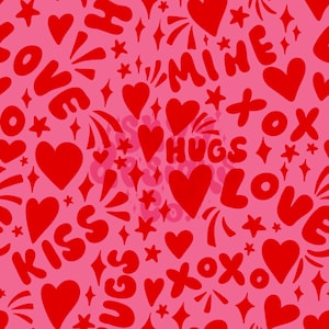 Trendy hearts digital seamless pattern for fabrics and wallpapers, Hearts seamless pattern, girly love digital paper, Valentine&#39;s pattern