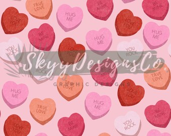 Love Candies Seamless Pattern for Valentine's Day Digital Download Design