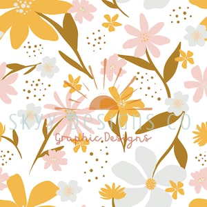Frühlingsblumenpastell digitales nahtloses Muster für Stoffe und Tapeten, florales nahtloses Rapportmusterdesign, florales digitales Papier