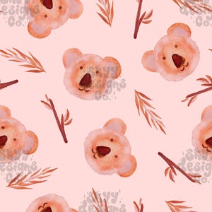 Watercolor koala Seamless pattern design for Summer, Baby nursery Animal Seamless digital paper, Koala pattern