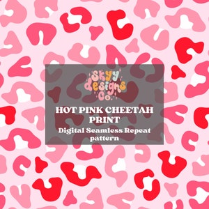 Hot pink cheetah seamless pattern for Valentine's Day, Cheetah print valentines repeat pattern for fabric sublimation