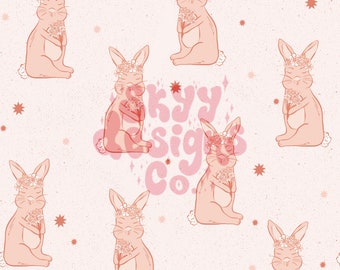 Boho Osterhasen Musterdesign, Pastell Frühling Muster Papier digitaler Download