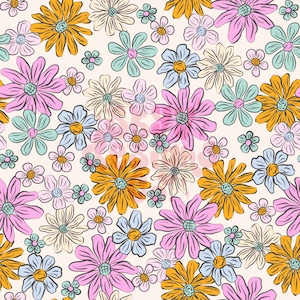 summer floral seamless pattern for boho floral fabric sublimation, seamless floral pattern for summer