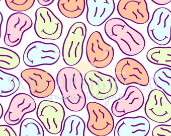 Smiley Face Seamless File Trippy Seamless Pattern Pastel Etsy