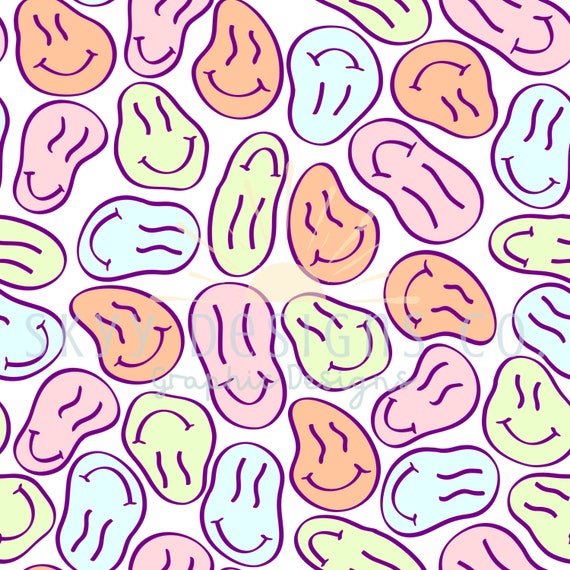 Smiley Face Seamless File Trippy Seamless Pattern Pastel Etsy