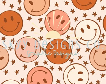 Smiley Face Seamless File Character Seamless Pattern Boho Etsy Hong Kong