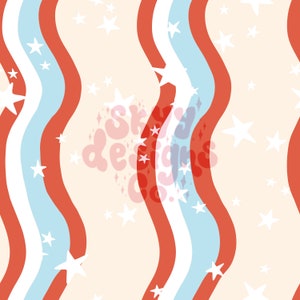 Amerikaans retro bloemen naadloos golvend patroon voor Fourth of July, retro bloemen naadloos bloemenpatroon Independence Day voor stoffen