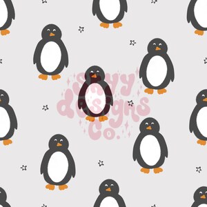Patrón sin costuras de pingüinos navideños, patrón sin costuras digital para telas y papel tapiz, patrón navideño de repetición sin costuras, archivo digital