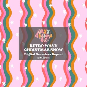 Retro gewellte Weihnachten digitale nahtlose Muster für Stoffe und Tapeten, Weihnachten nahtlose Muster, digitales Papier Retro Weihnachtsmuster