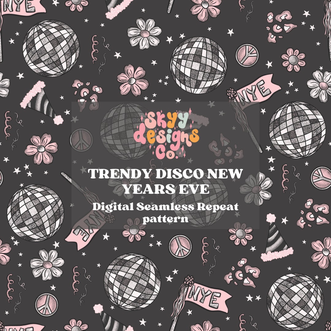 Disco New Years Eve Seamless Pattern, 2024 Celebration Pattern Paper ...