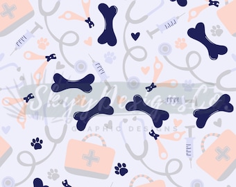dog Vet animal medical digital seamless pattern for animal fabrics and surface printing