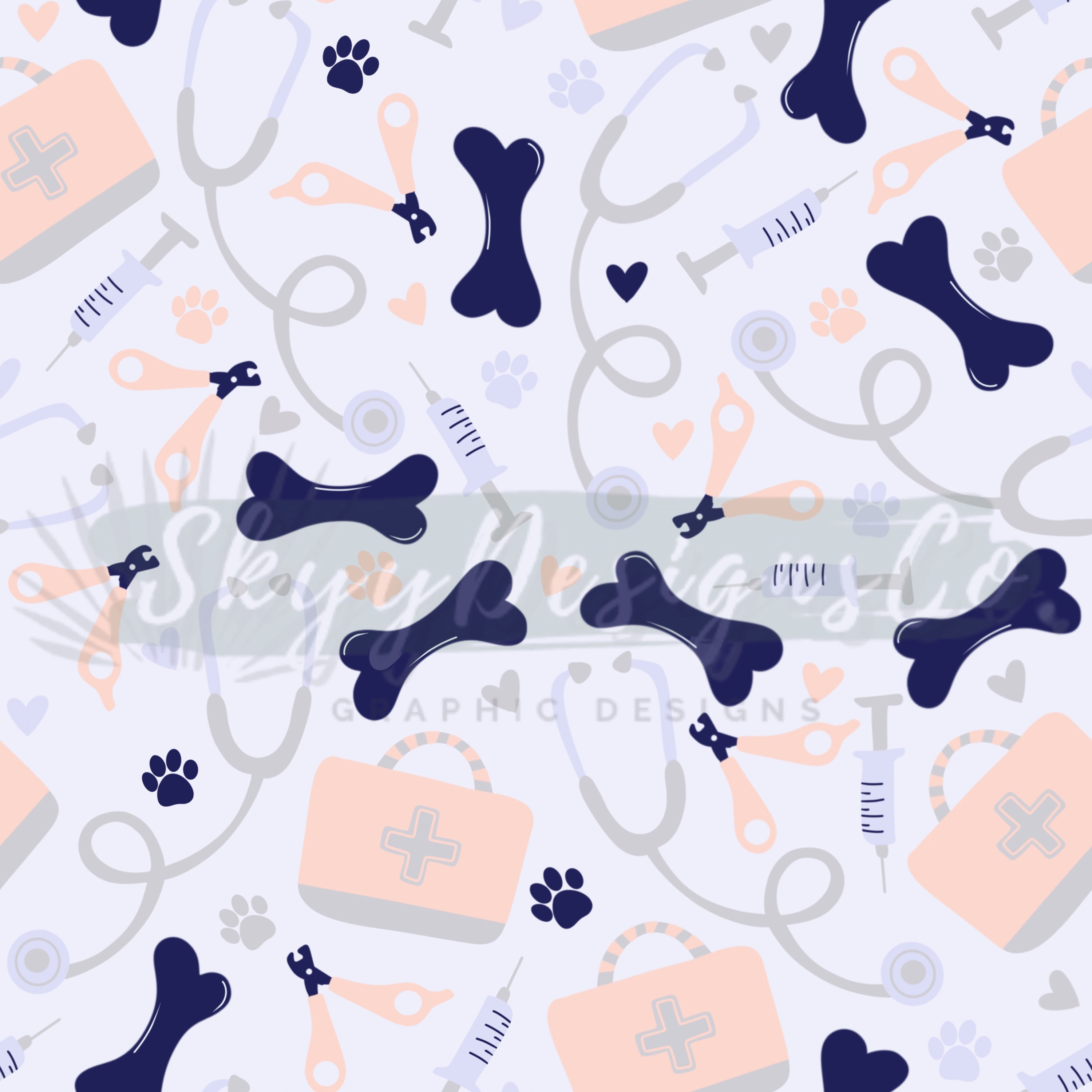 Dog Vet Animal Medical Digital Seamless Pattern for Animal Fabrics and ...