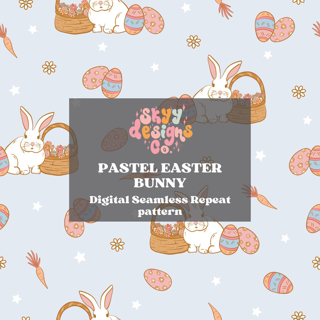 Boho Easter Bunnies Digital Seamless Pattern for Fabrics, Boho Easter ...