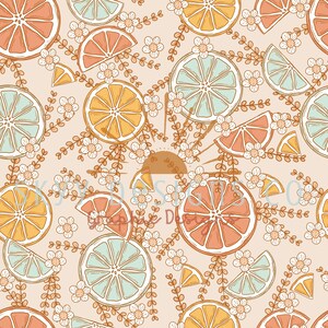 Boho fruit lemons digital seamless pattern for fabrics and wallpapers, Lemon floral digital paper seamless pattern, Boho fruit seamless