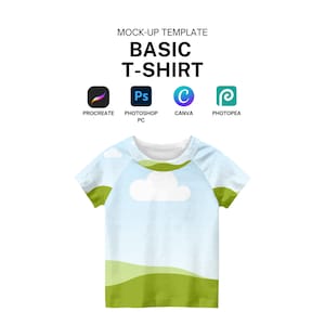 Kids Raglan T-Shirt Mockup Template for Procreate, Canva, Photoshop Digital Download image 1