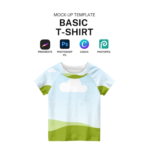 Kids Raglan T-Shirt Mockup Template for Procreate, Canva, Photoshop Digital Download