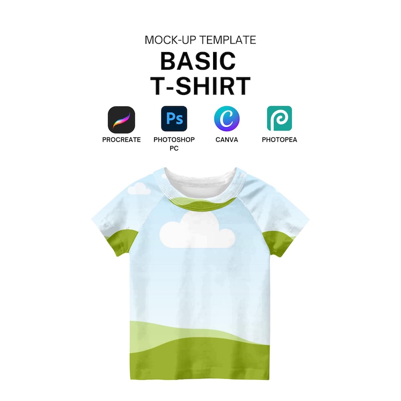 Kids Raglan T-Shirt Mockup Template for Procreate, Canva, Photoshop Digital Download image 1