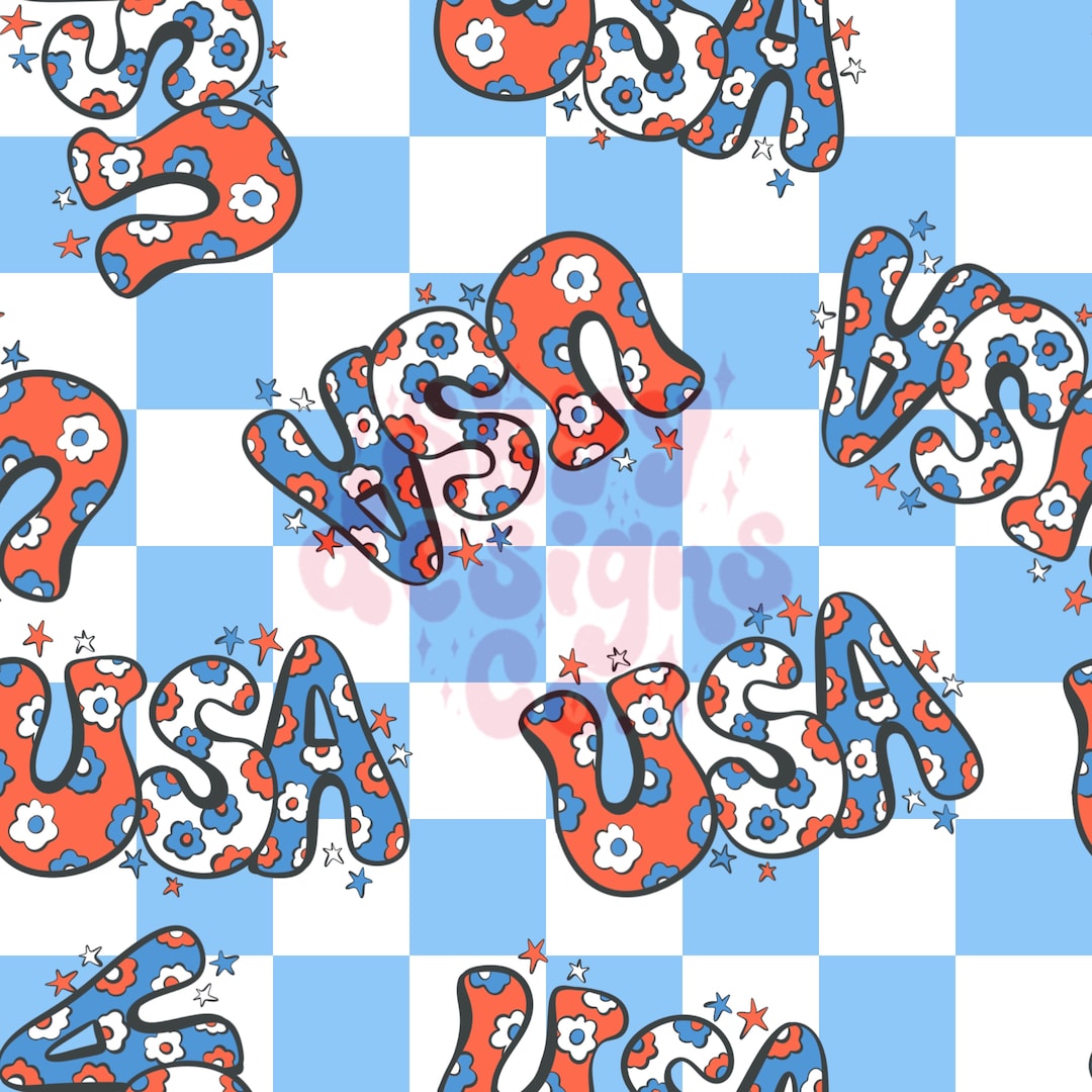 Checkered USA Fourth of July Digital Seamless Pattern for Fabrics and ...